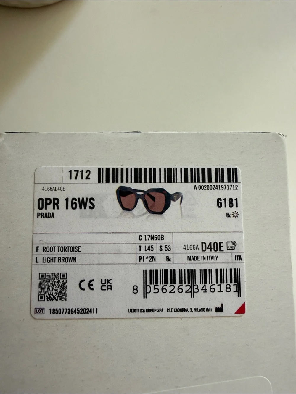 NEW , authentic prada women’s PR16WS 53mm sunglasses